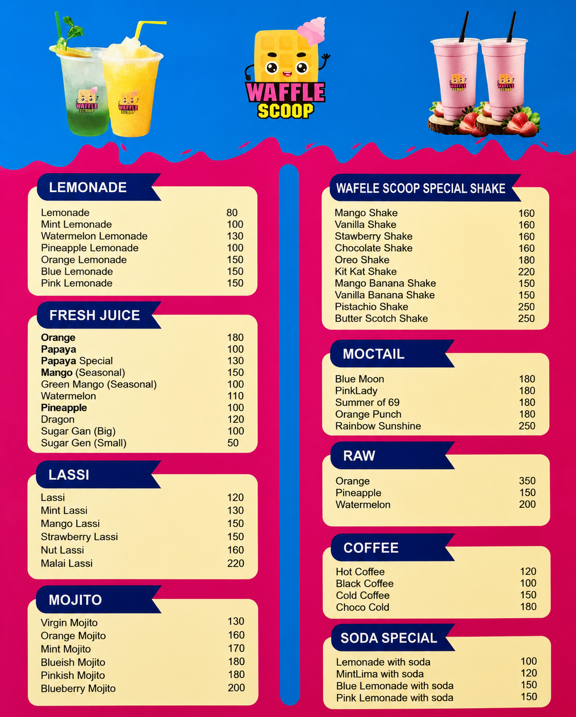 Waffle Scoop menu