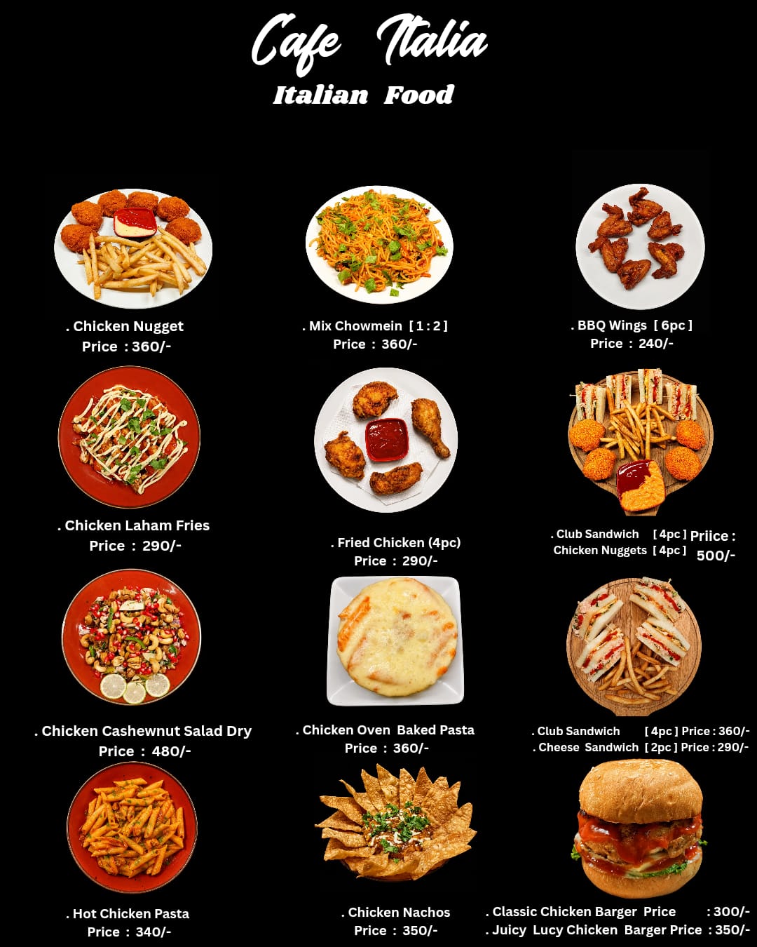 Cafe Italian menu