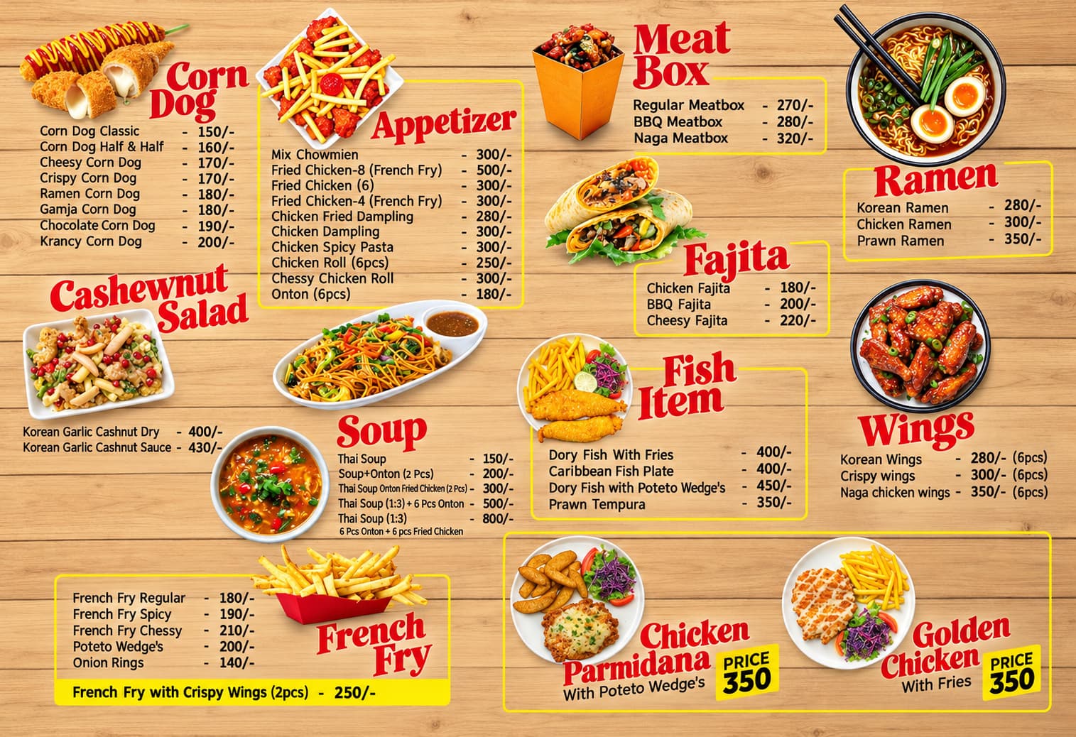 Kimchi menu